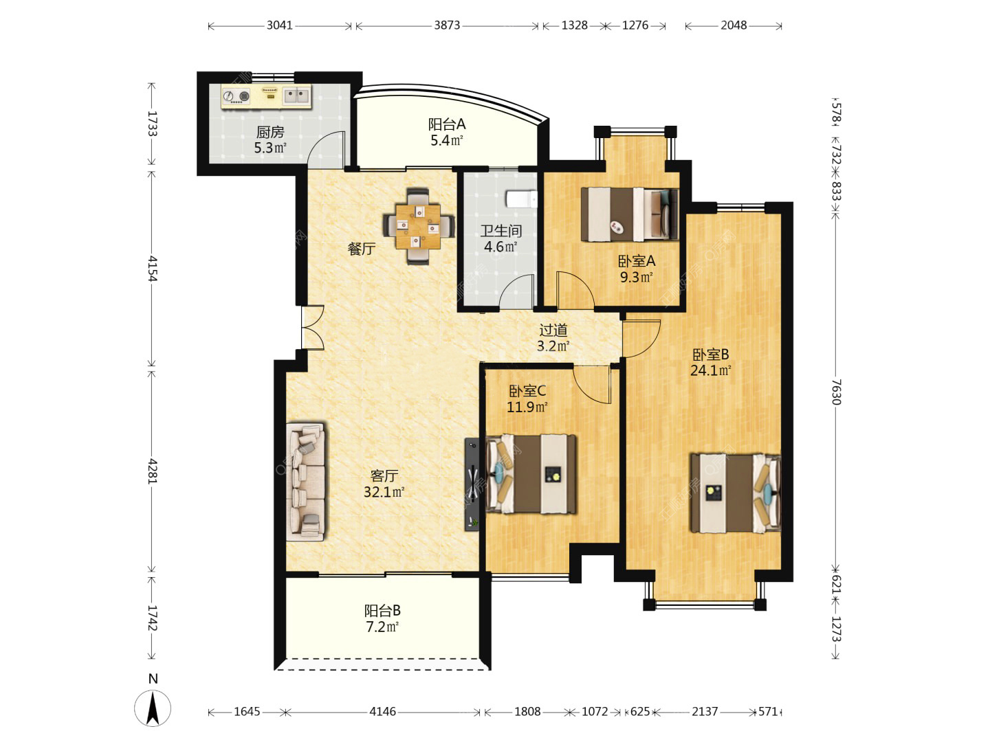 前山 沃尔玛旁 华业香庄 3房 南北通透 业主急售