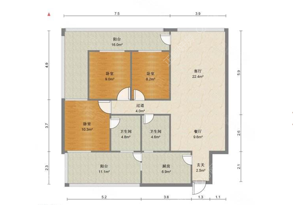  横琴口岸，银鑫花园3房户型出售。配套成熟交通便利893室2厅1卫37549768