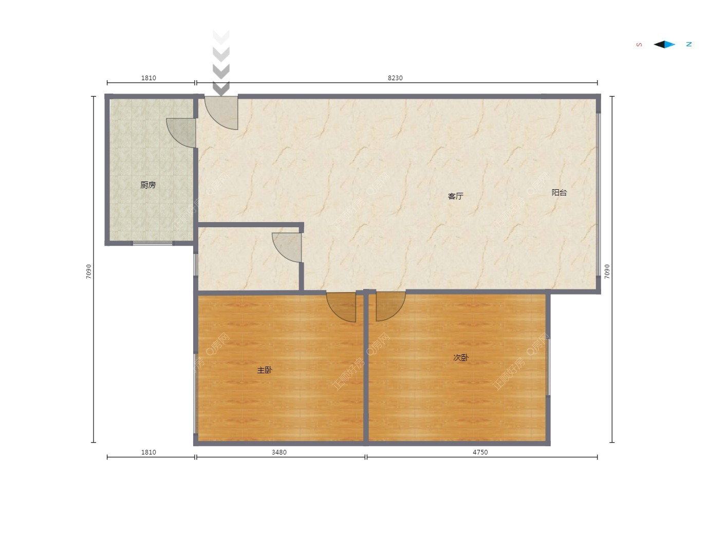 23小旁麒麟花园中高楼层精装2房110万，家私家电齐全