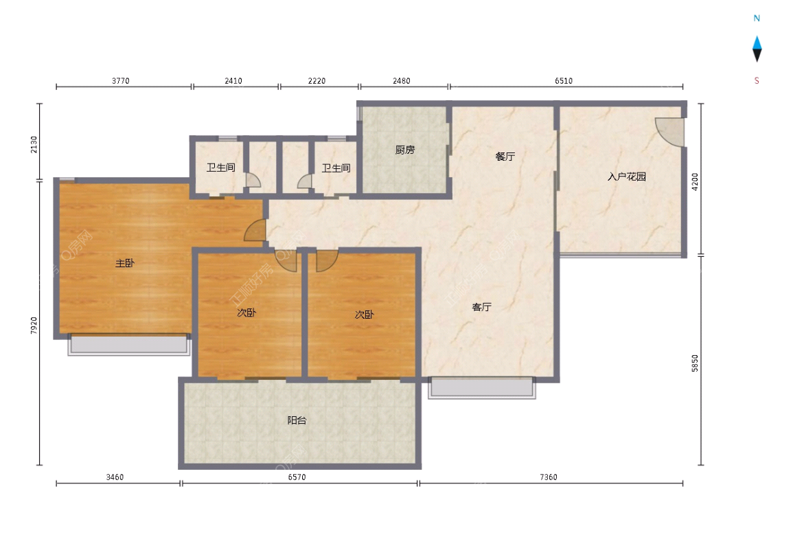 南湾 华发世纪城二期 115.16㎡ 3房2厅 朝南