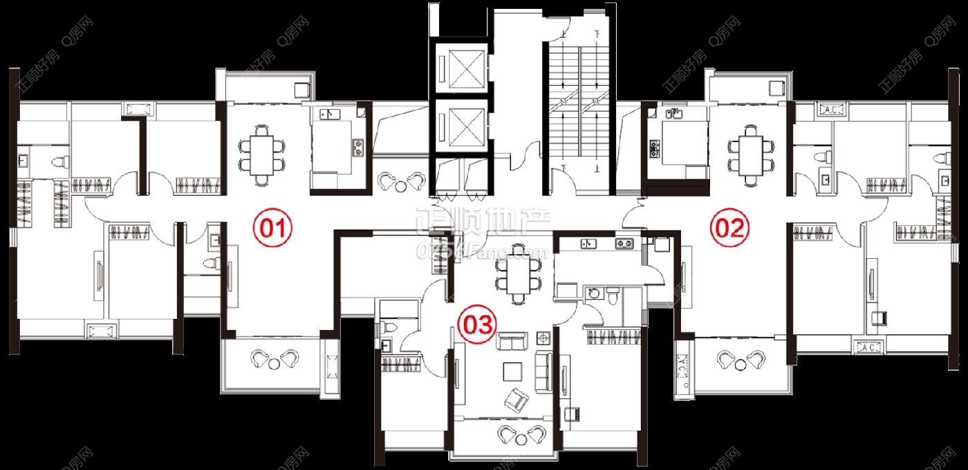总户型图 2梯3户