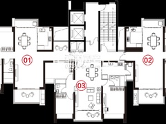 总户型图 2梯3户