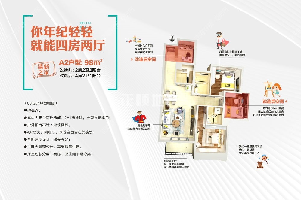 改造后的98㎡立体图