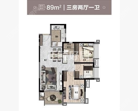 89㎡三房两厅一卫