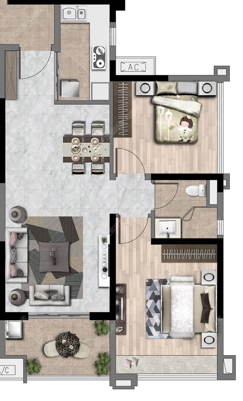 19，20，22，23栋两梯六户户型图