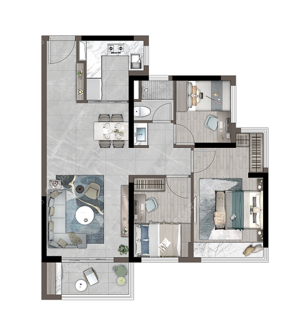 77㎡丨三房两厅一卫