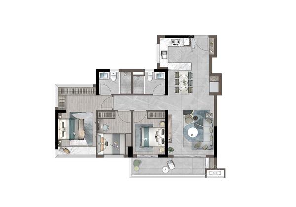 95㎡丨三房两厅两卫