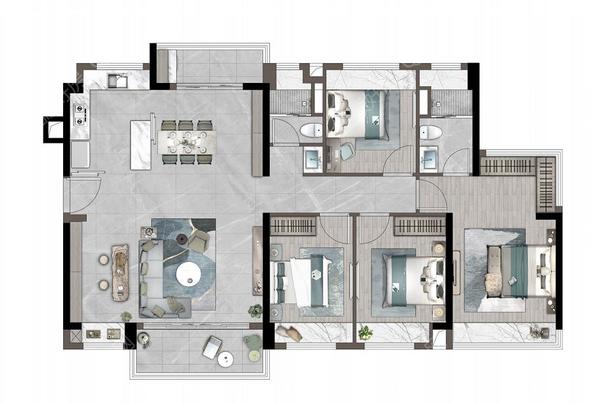 127㎡丨4+1房两厅两卫