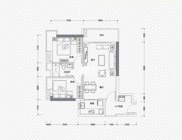 珠江南湾2室2厅1卫在售房源图片