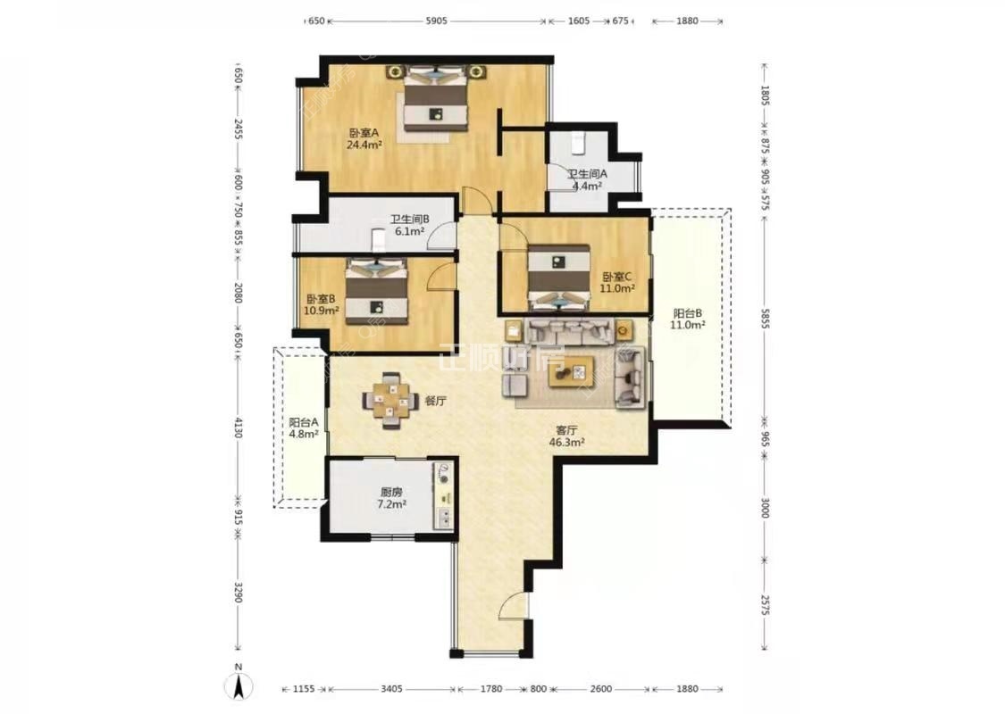 香洲区唐家湾每一间花园精装大气3房 家电齐全 拎包入住