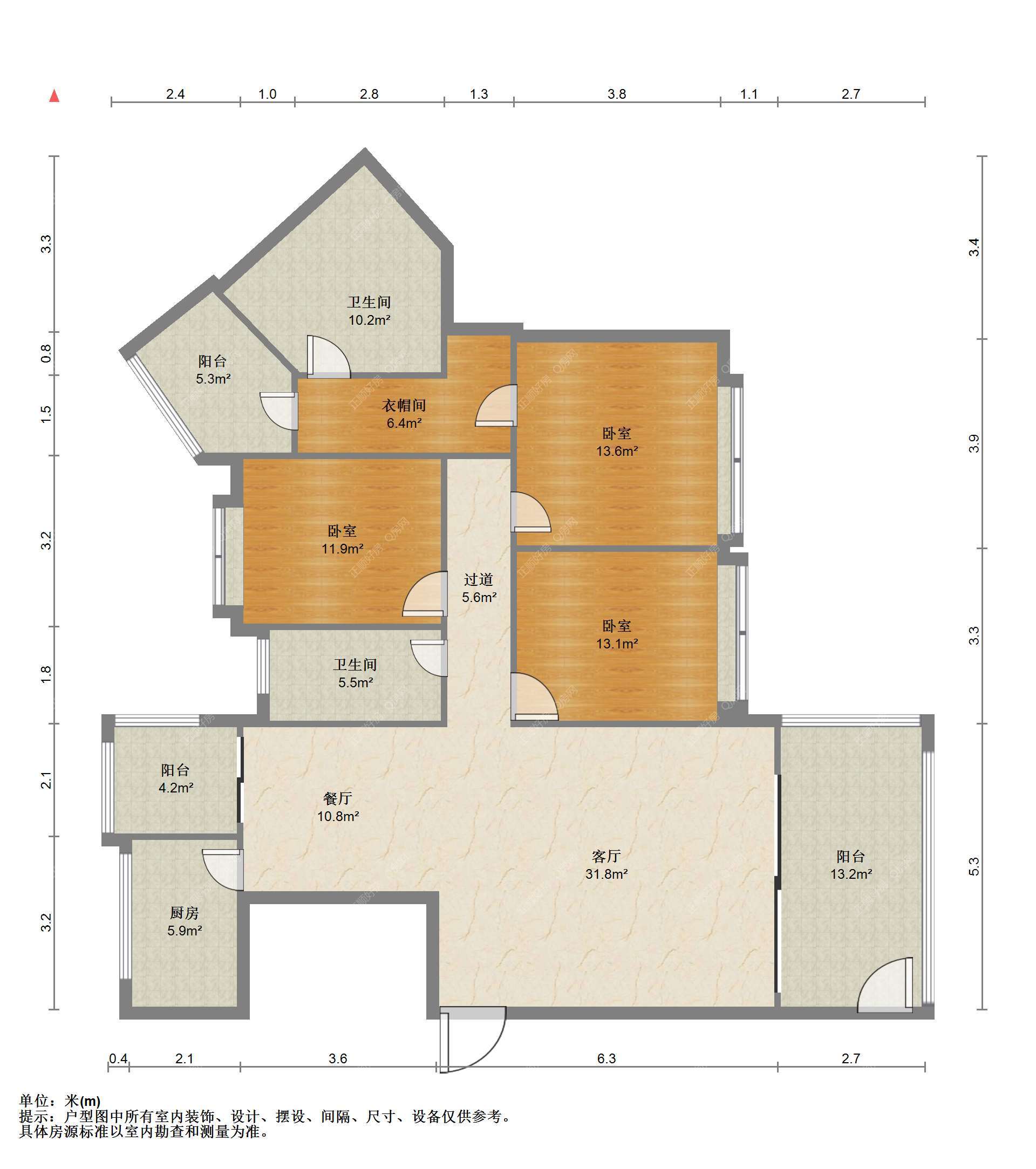 珠海中信红树湾花园户型照片_中信红树湾北区 3房2厅2卫 精装 148.53平