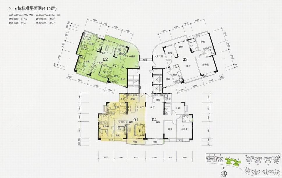 5,6栋4-16层平面图