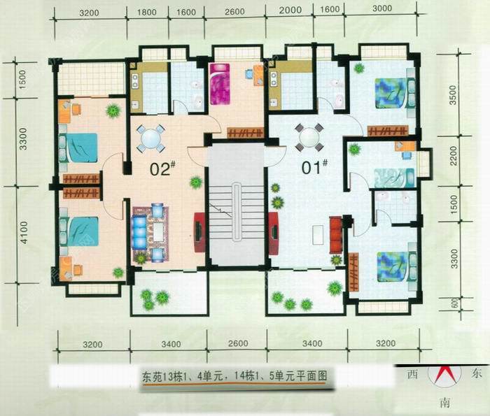 13栋1、4单元，14栋1、5单元平面图