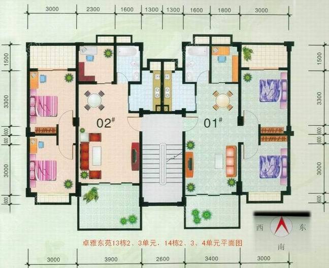 13栋2、3单元，14栋2、3、4单元平面图