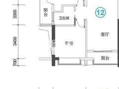 1栋12户型63.9平方1房2厅