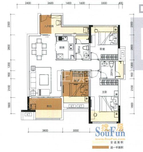 1栋01 3房1卫 95.14