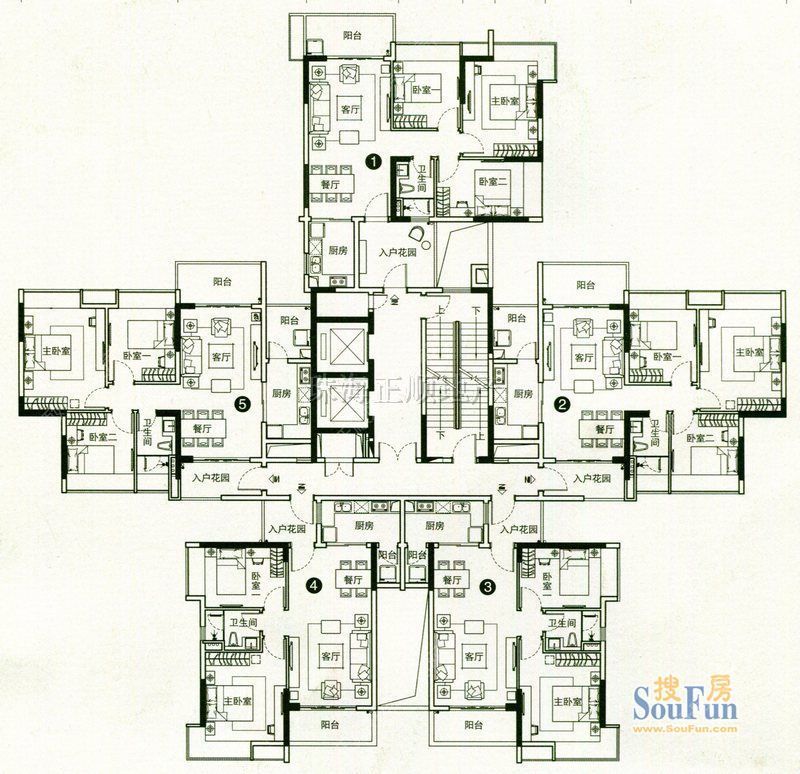 101平方户型图 1234座